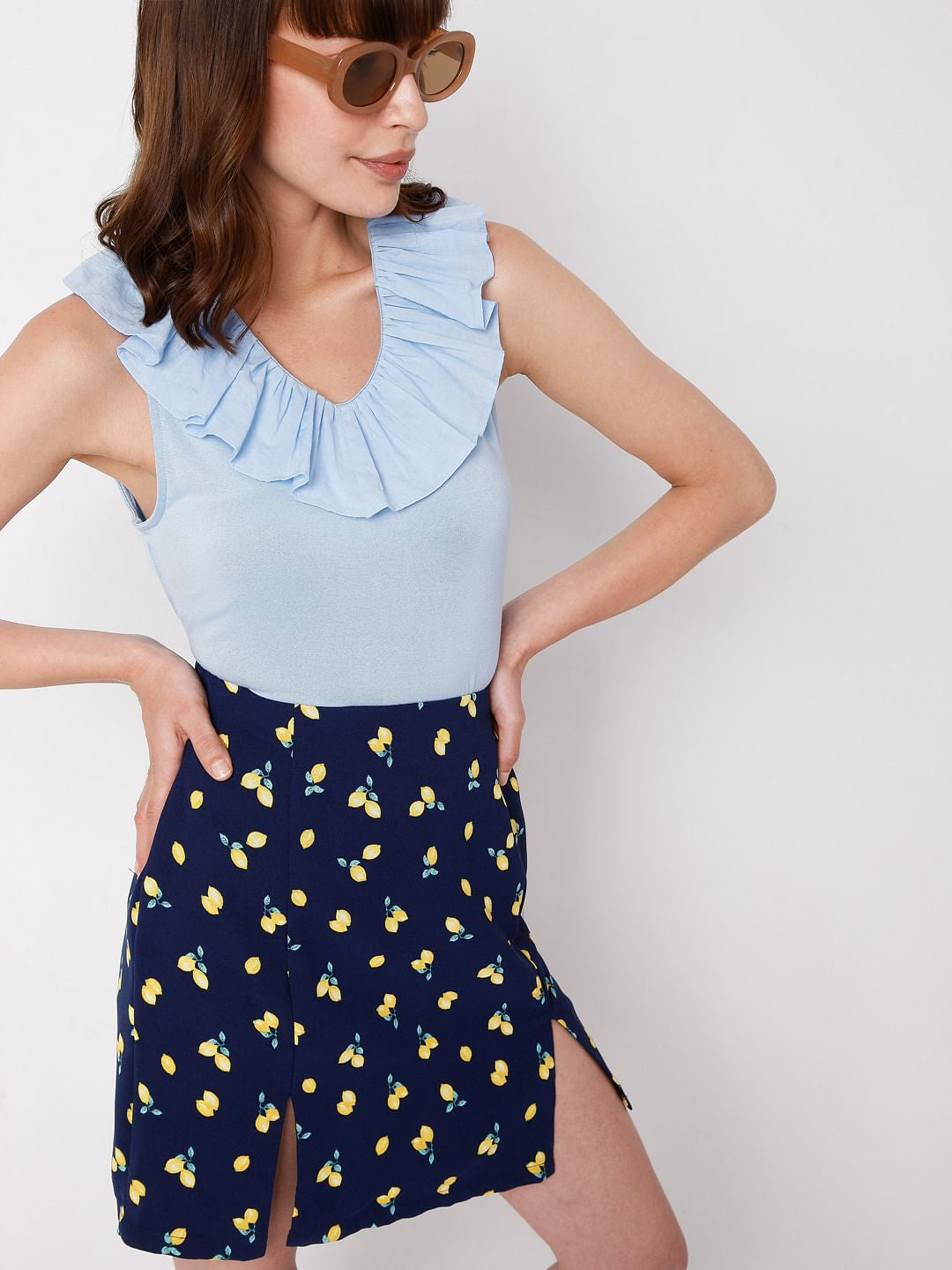 Blue Nit Frill Top