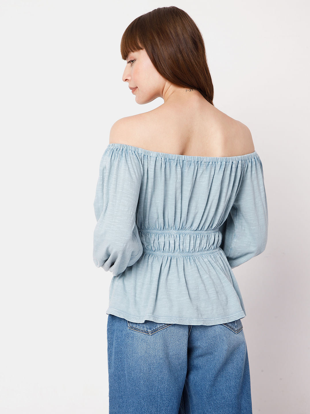 Blue Off-Shoulder Top