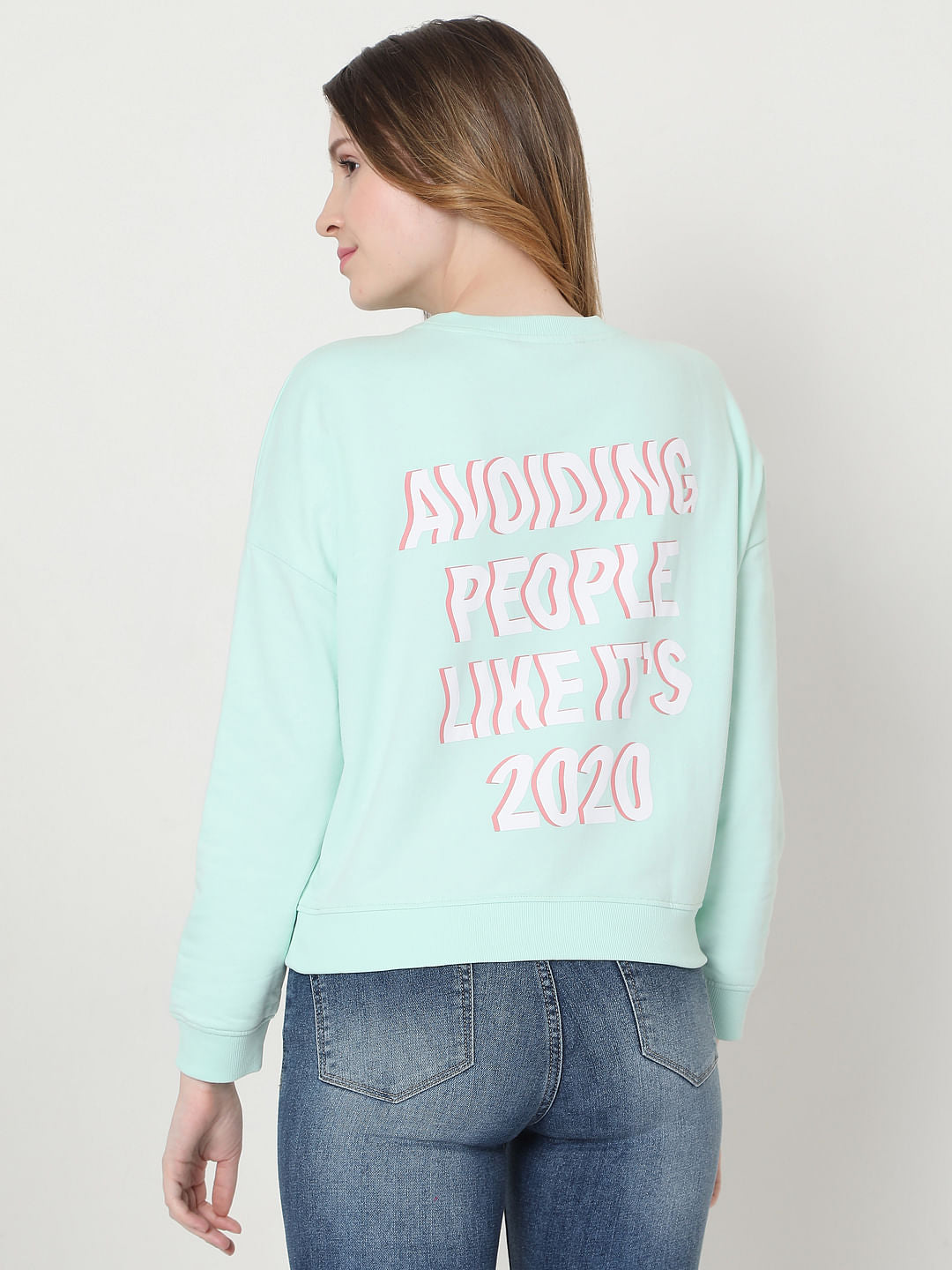 Light Blue Slogan Print Sweatshirt