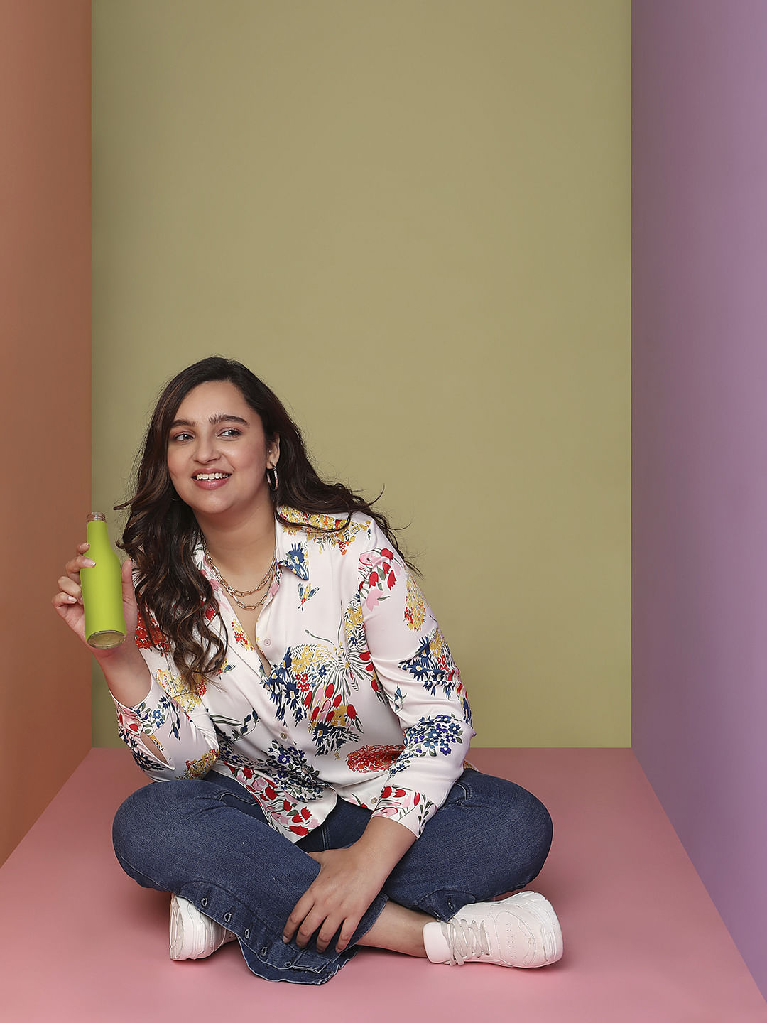 Curve White Floral Shirt