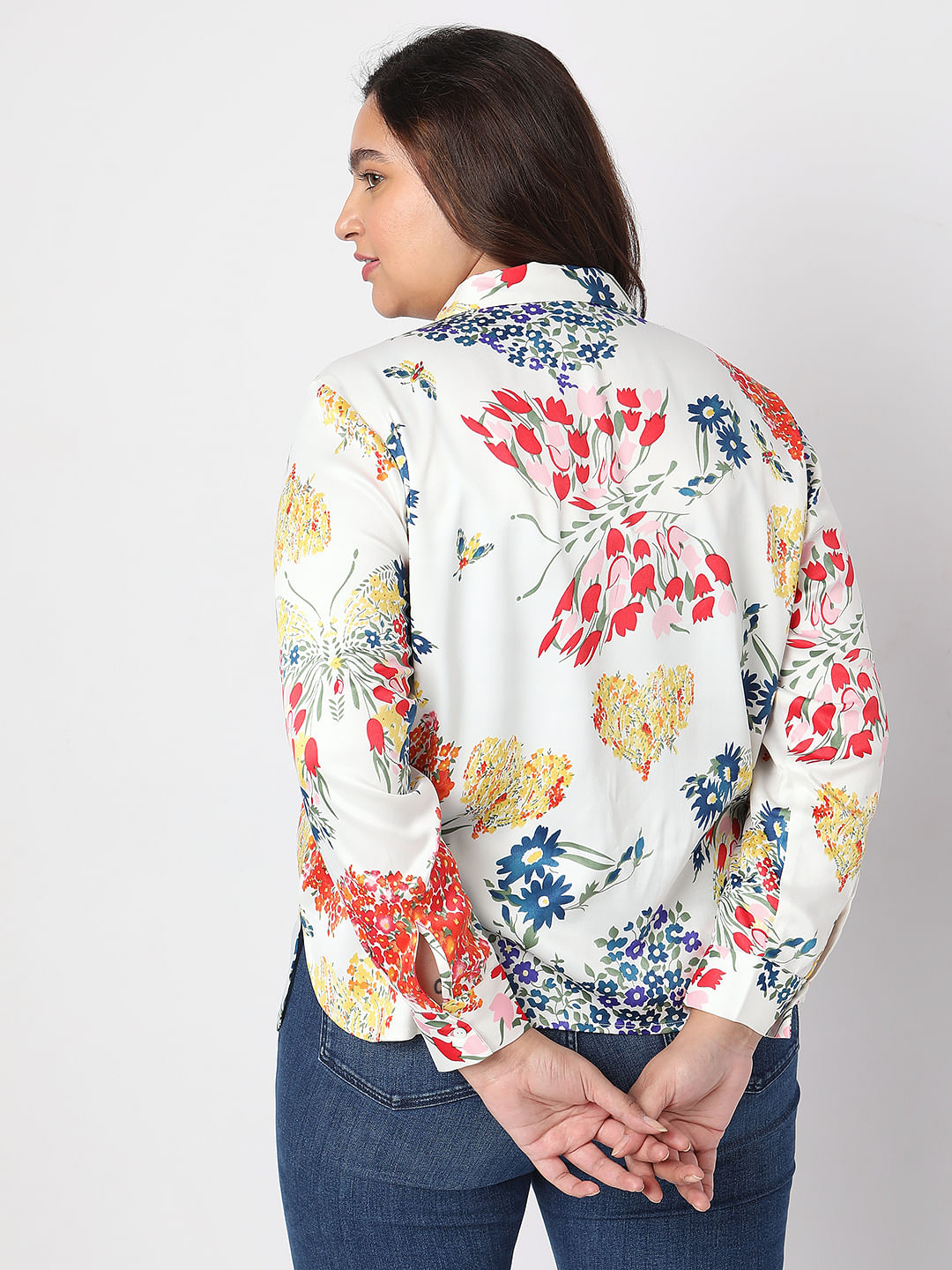 Curve White Floral Shirt