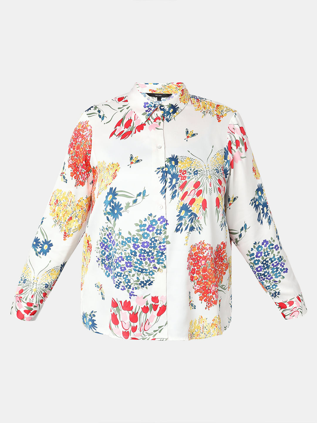 Curve White Floral Shirt