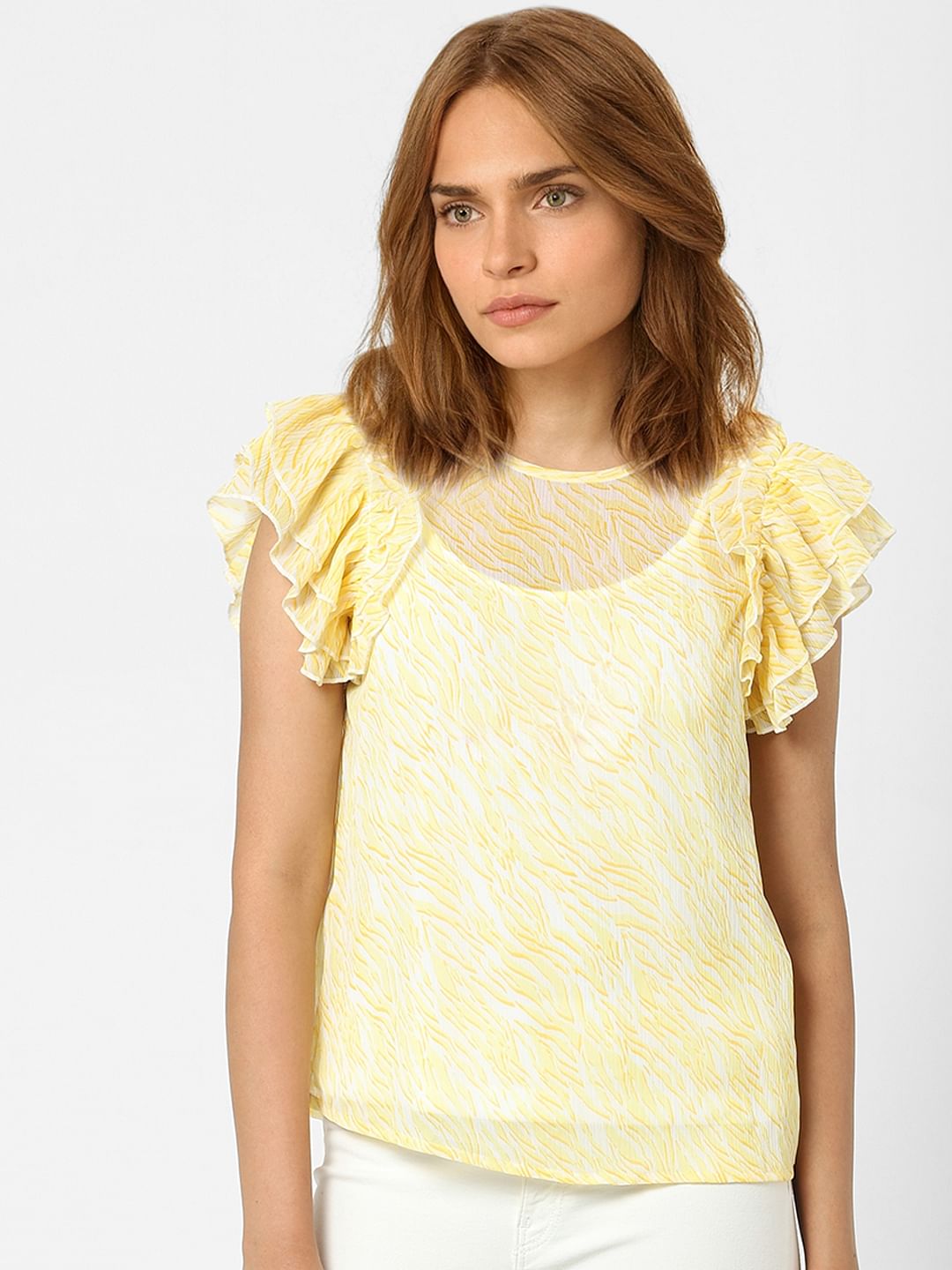 Yellow Abstract Print Top