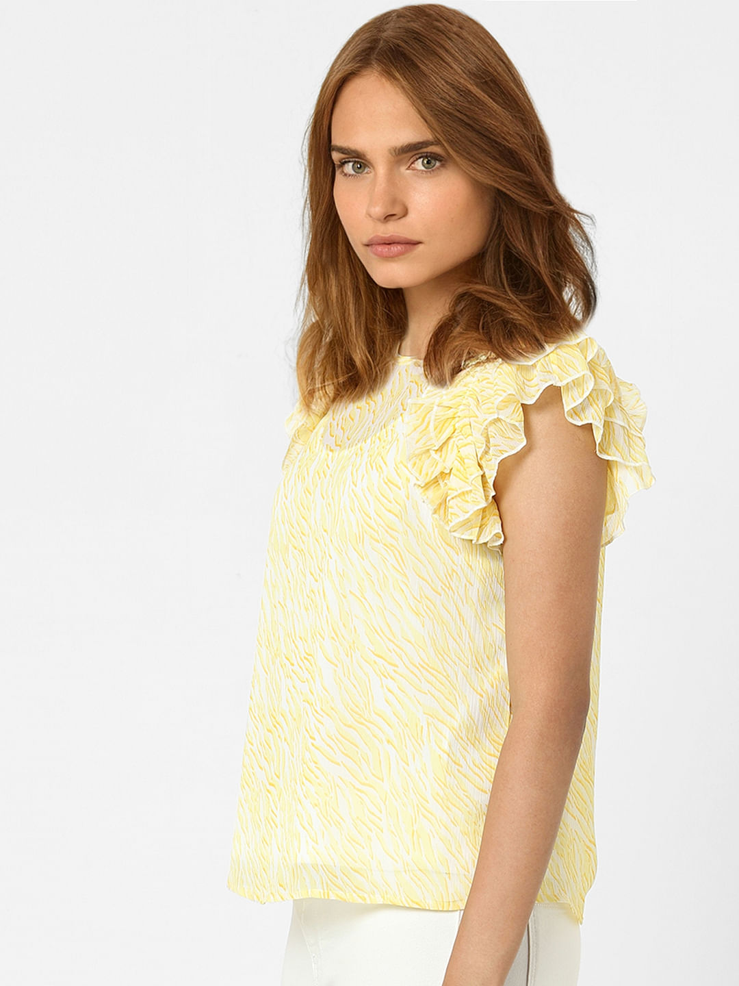Yellow Abstract Print Top