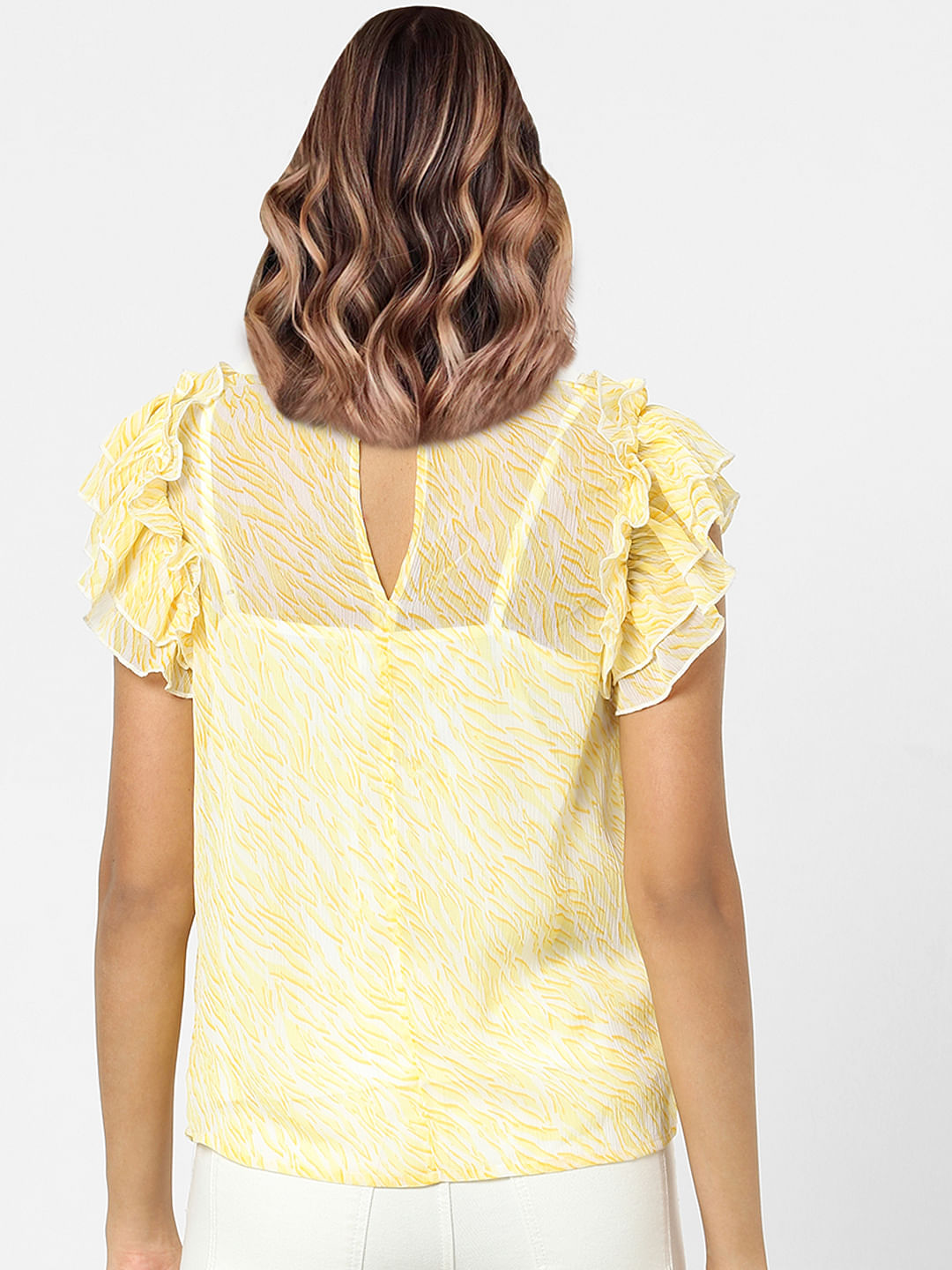 Yellow Abstract Print Top
