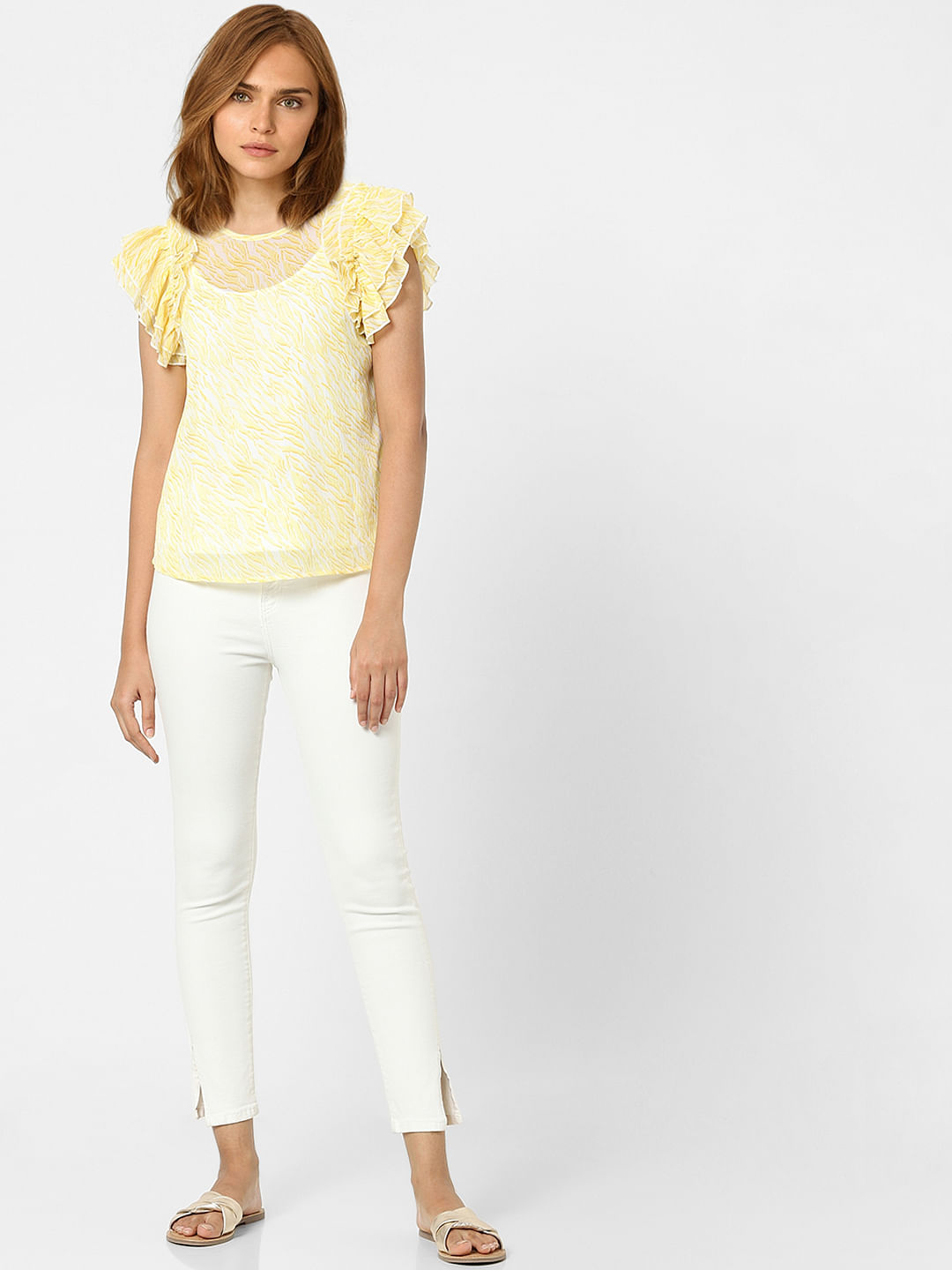 Yellow Abstract Print Top