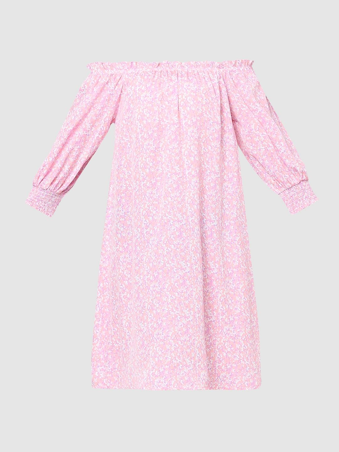 Lilac Floral Off Shoulder Shift Dress