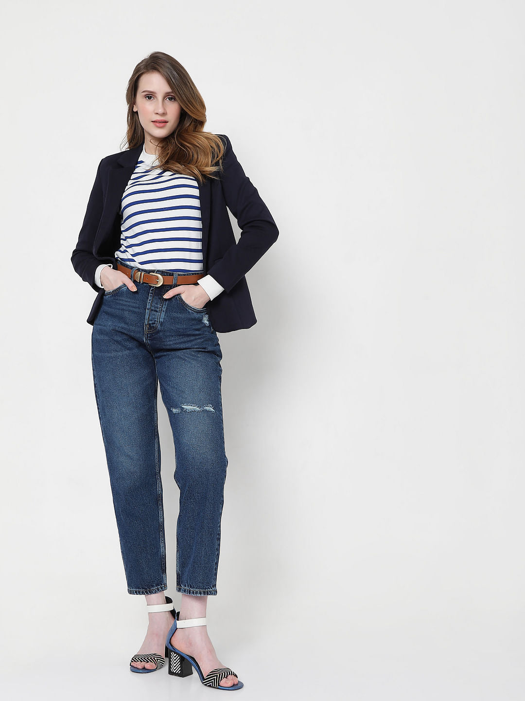 Blue High Rise Mom Jeans