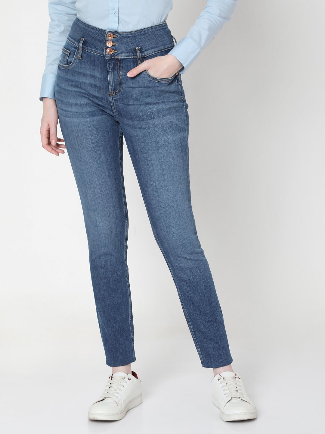 Blue High Rise Skinny Jeans