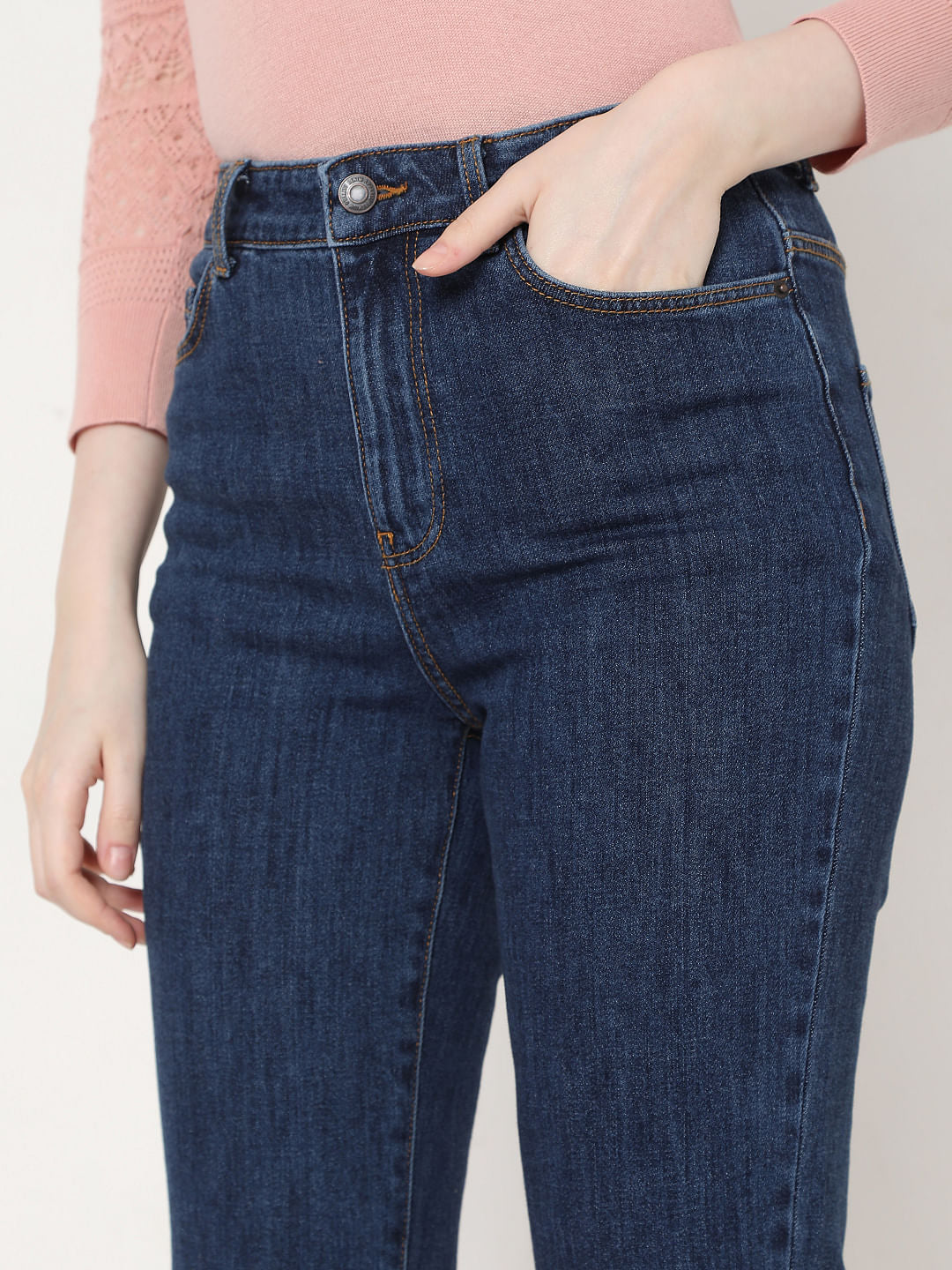 Blue High Rise Flared Jeans
