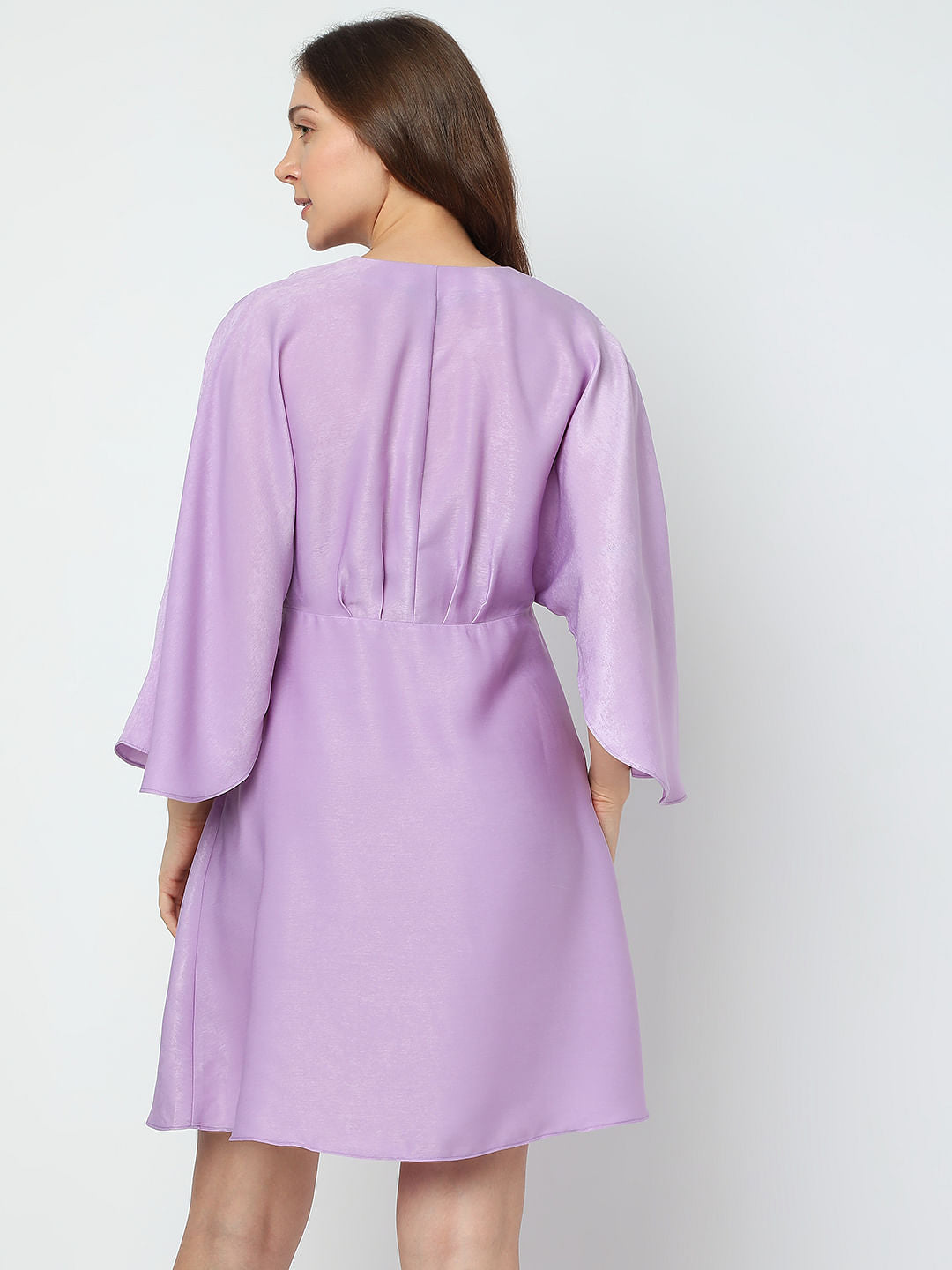 Lilac Flared Sleeves Mini Dress