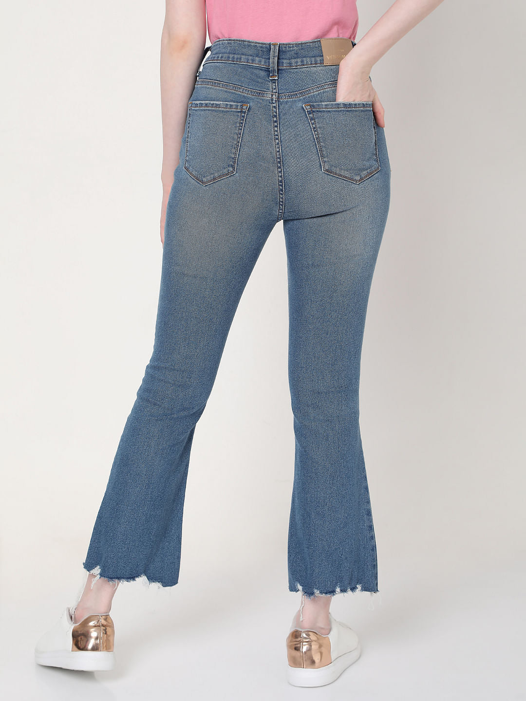 Blue Ripped Bootcut Jeans