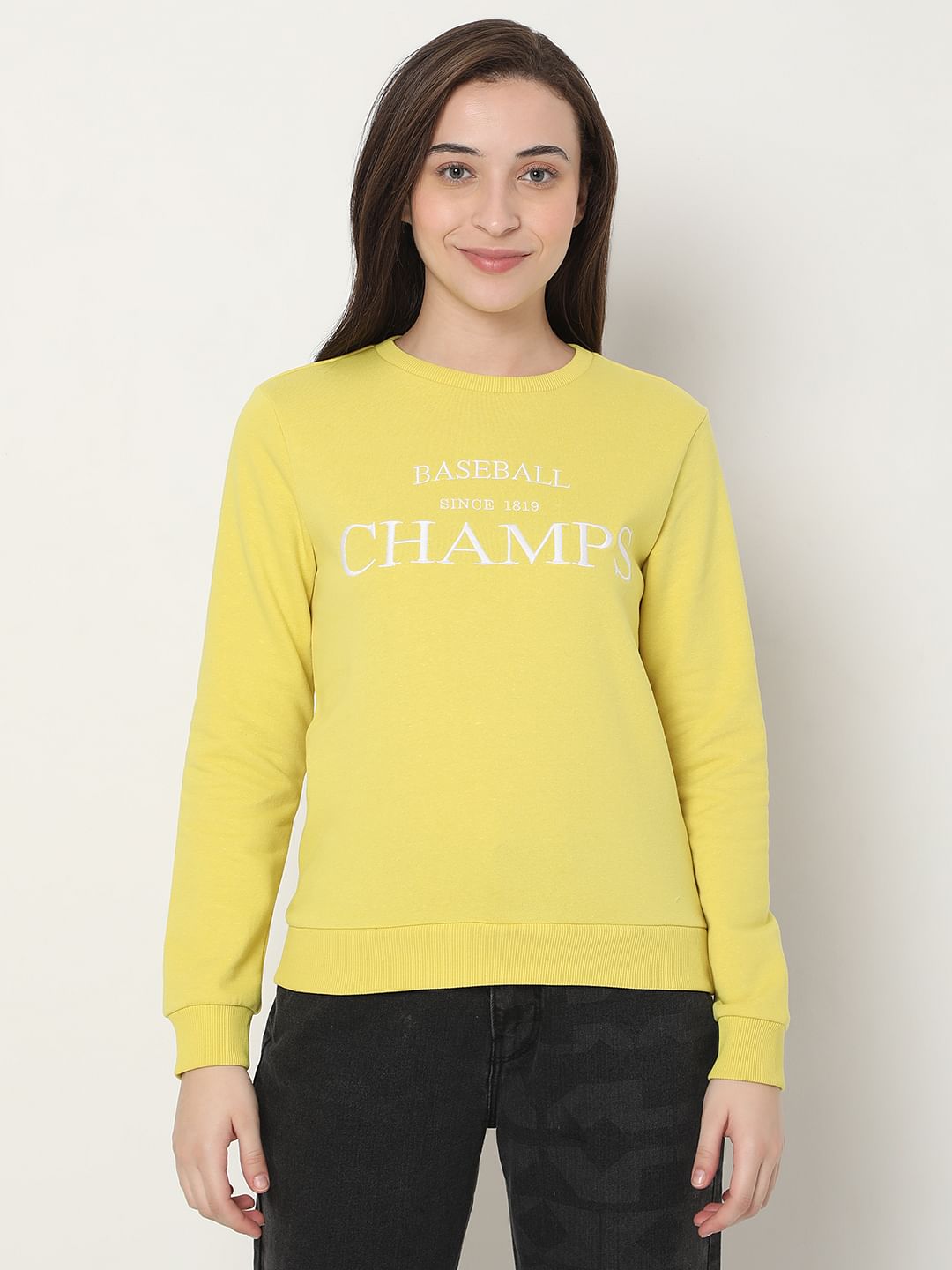 Yellow Typographic Print Sweatshirt