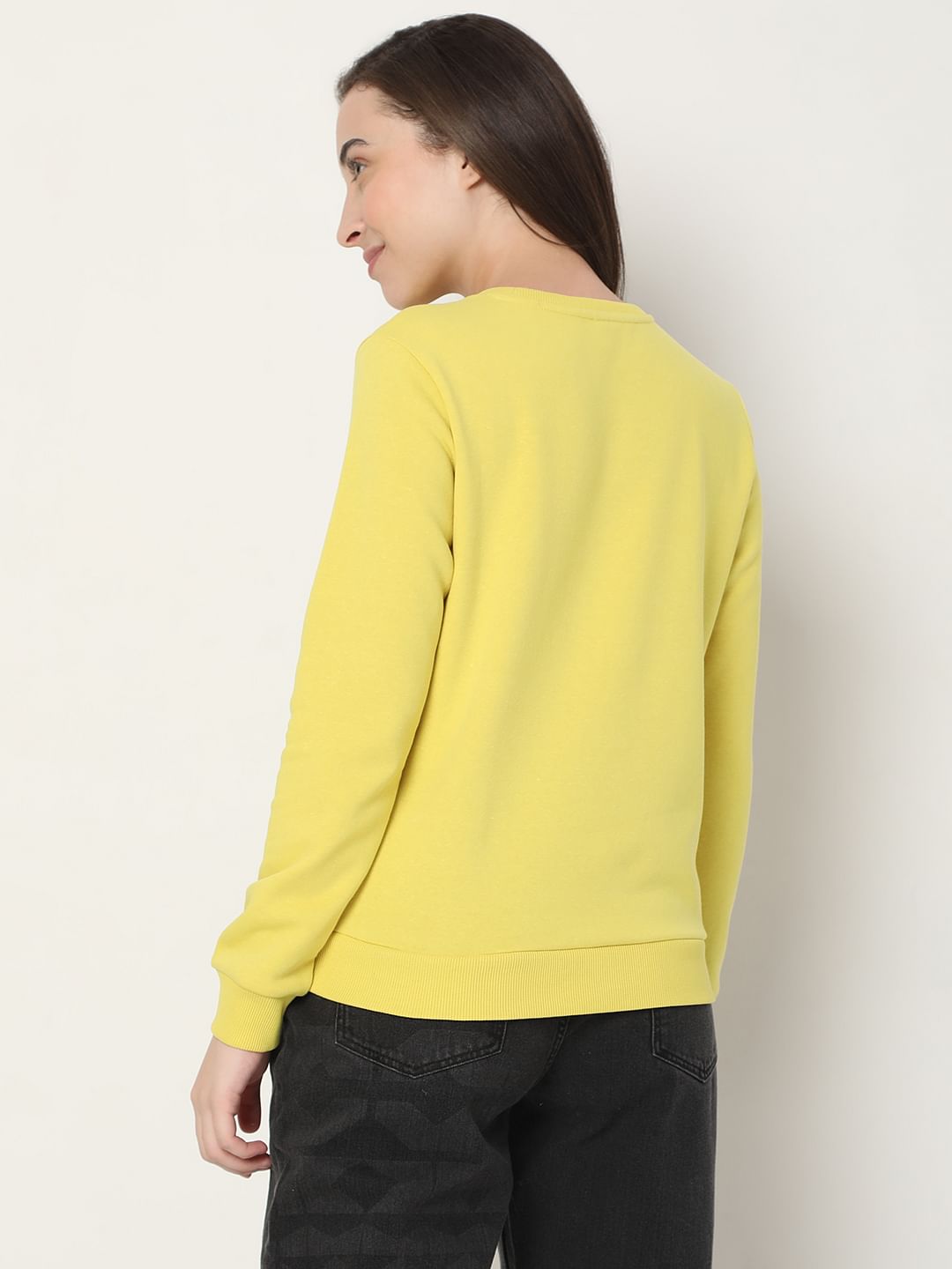Yellow Typographic Print Sweatshirt