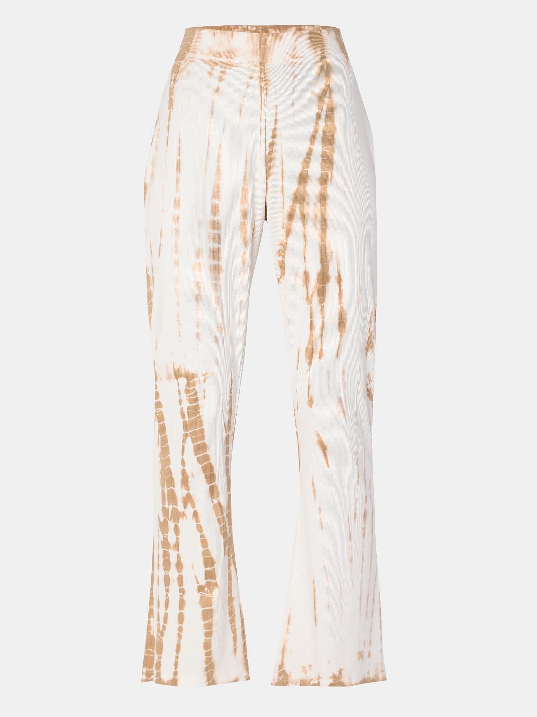White High Rise Tie Dye Flared Pants