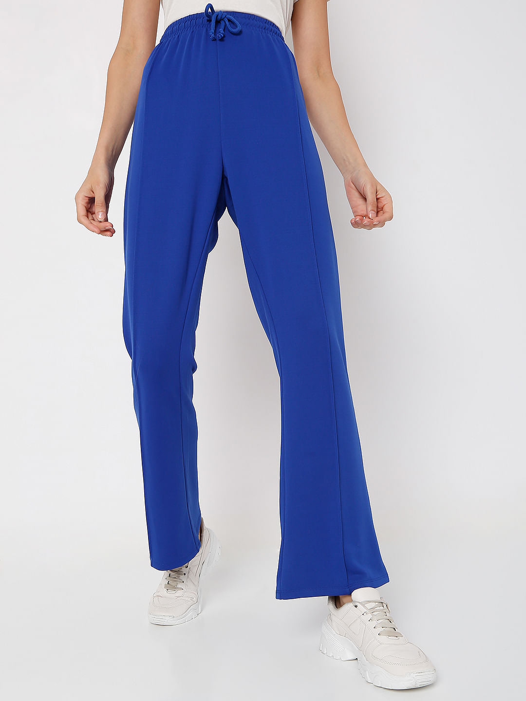 Blue High Rise Co-Ord Set Flared Pants
