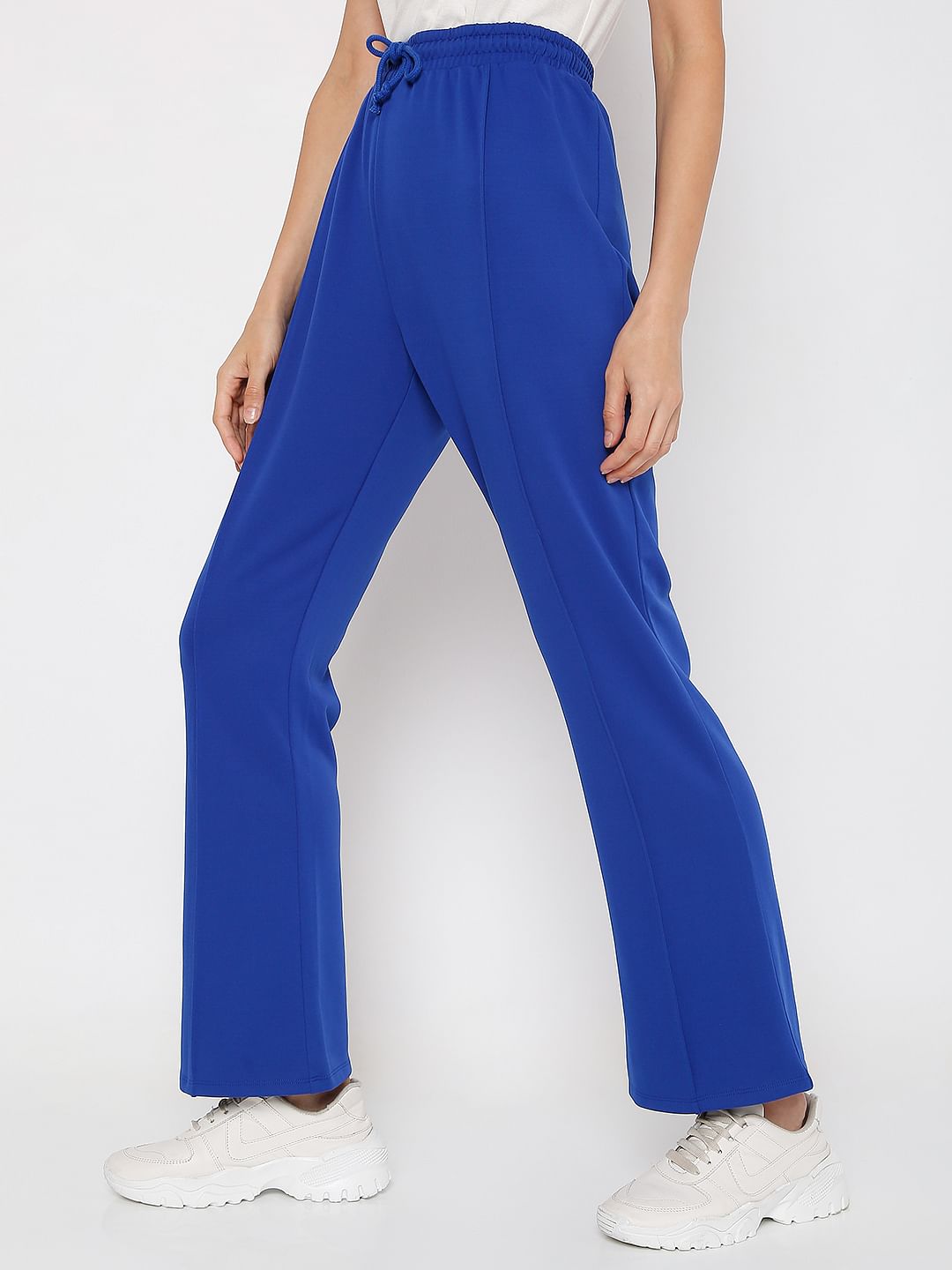 Blue High Rise Co-Ord Set Flared Pants