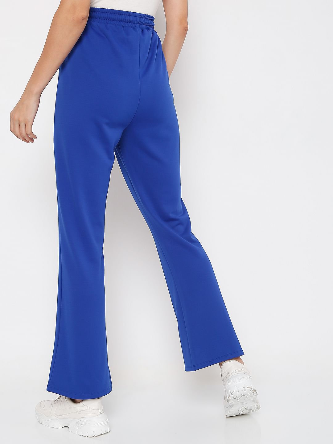 Blue High Rise Co-Ord Set Flared Pants