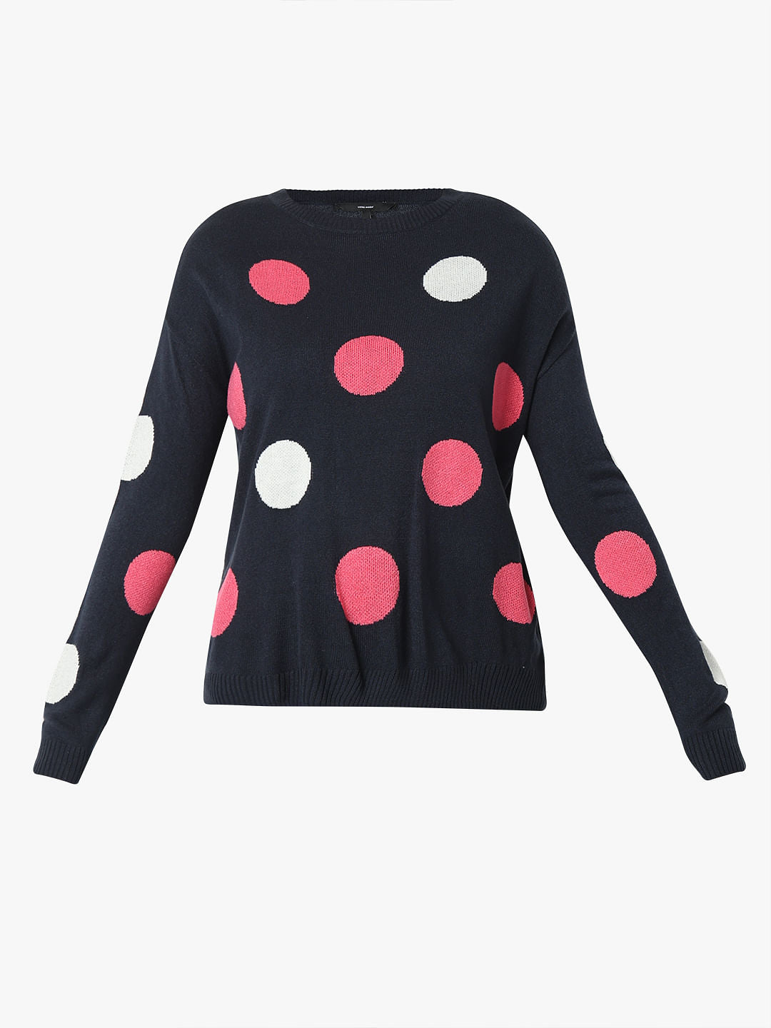 Navy Blue Polka Dot Pullover
