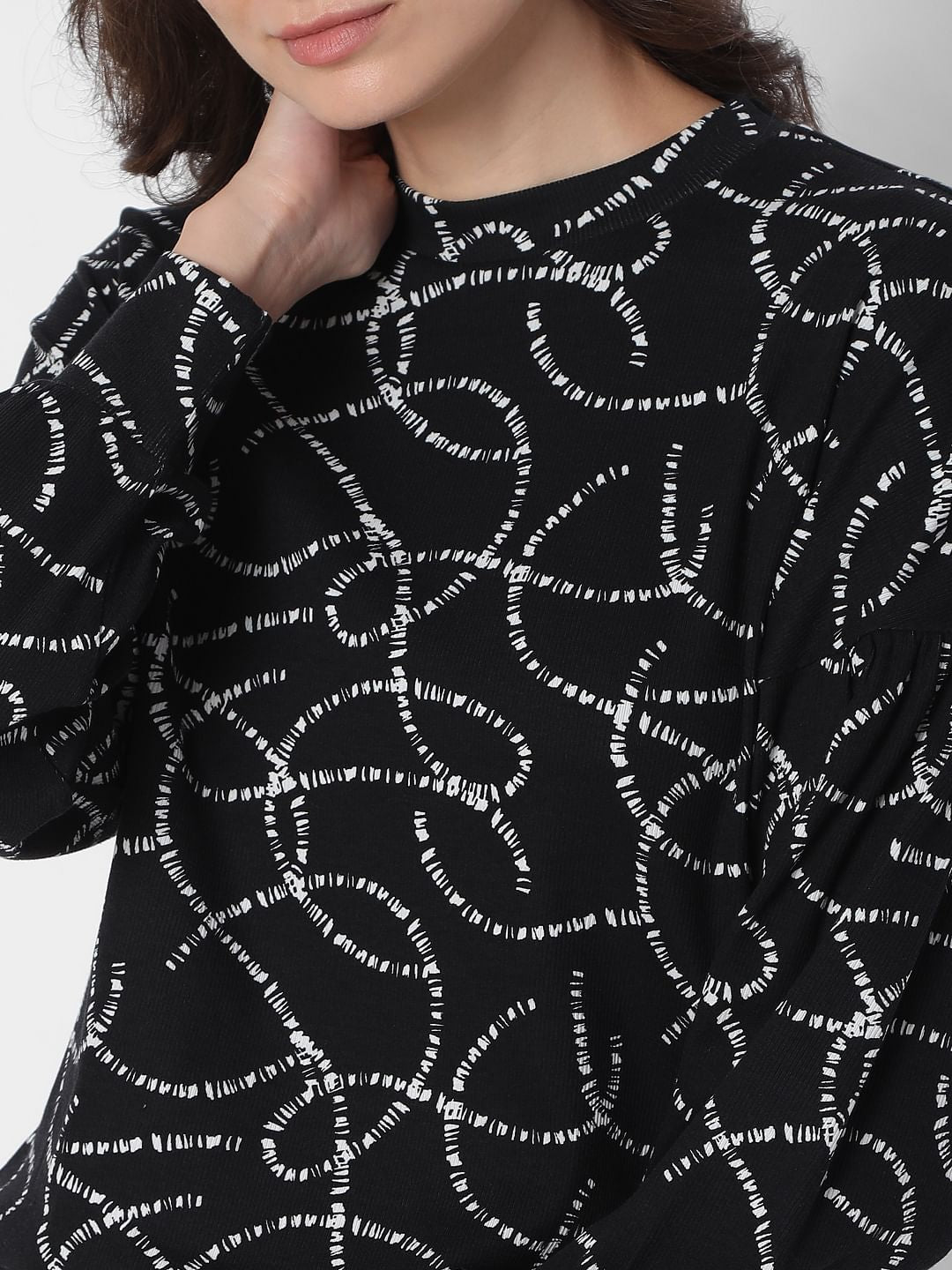 Black Printed Co-Ord Sweatshirt