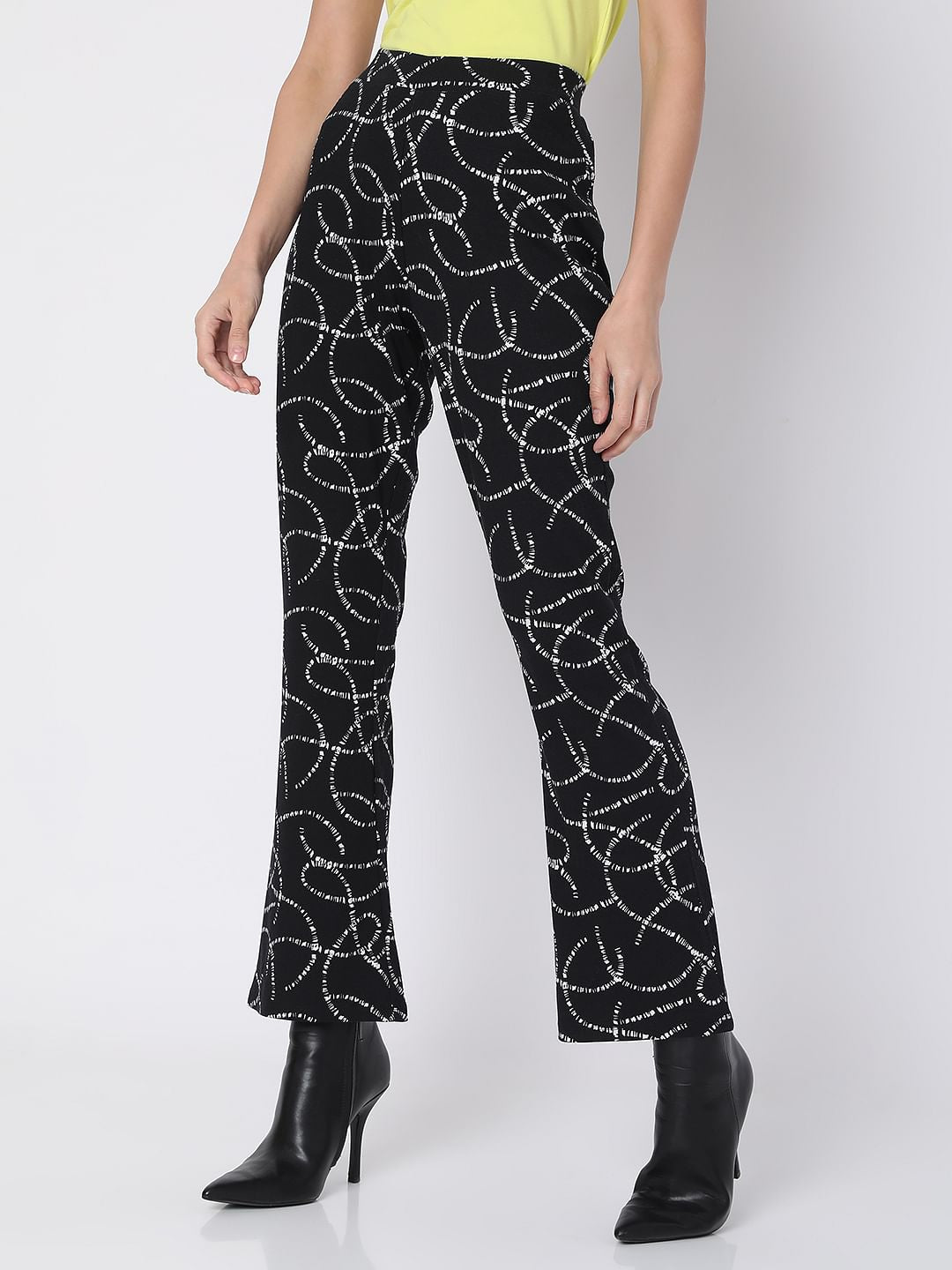 Black High Rise Printed Co-Ord Pants
