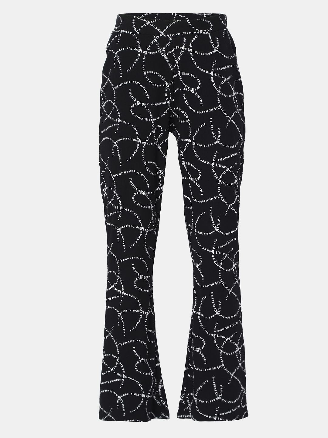 Black High Rise Printed Co-Ord Pants