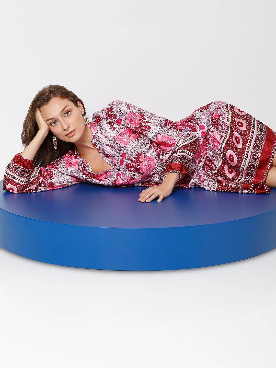 Pink Floral Dress Fit & Flare Dress