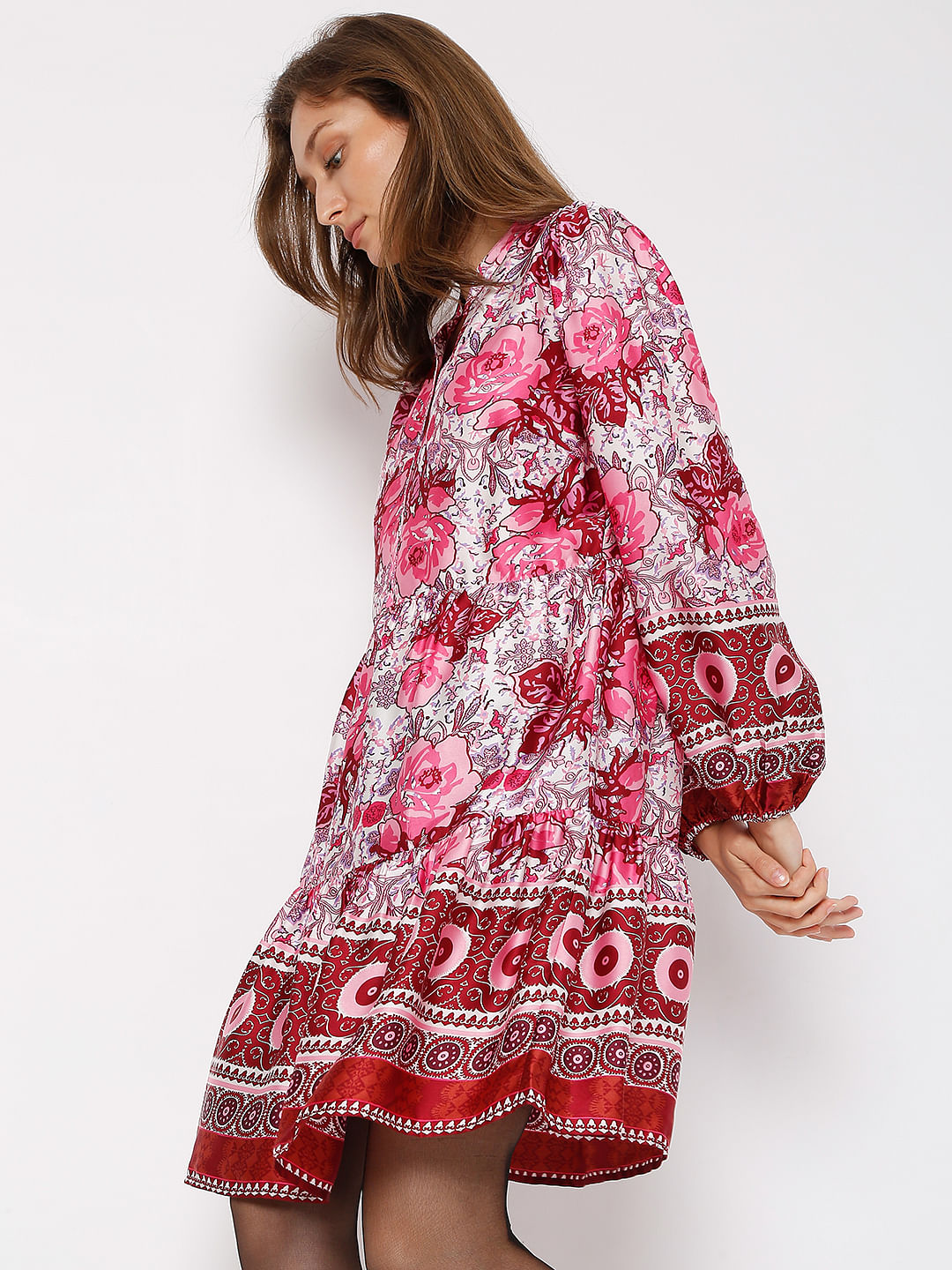 Pink Floral Dress Fit & Flare Dress