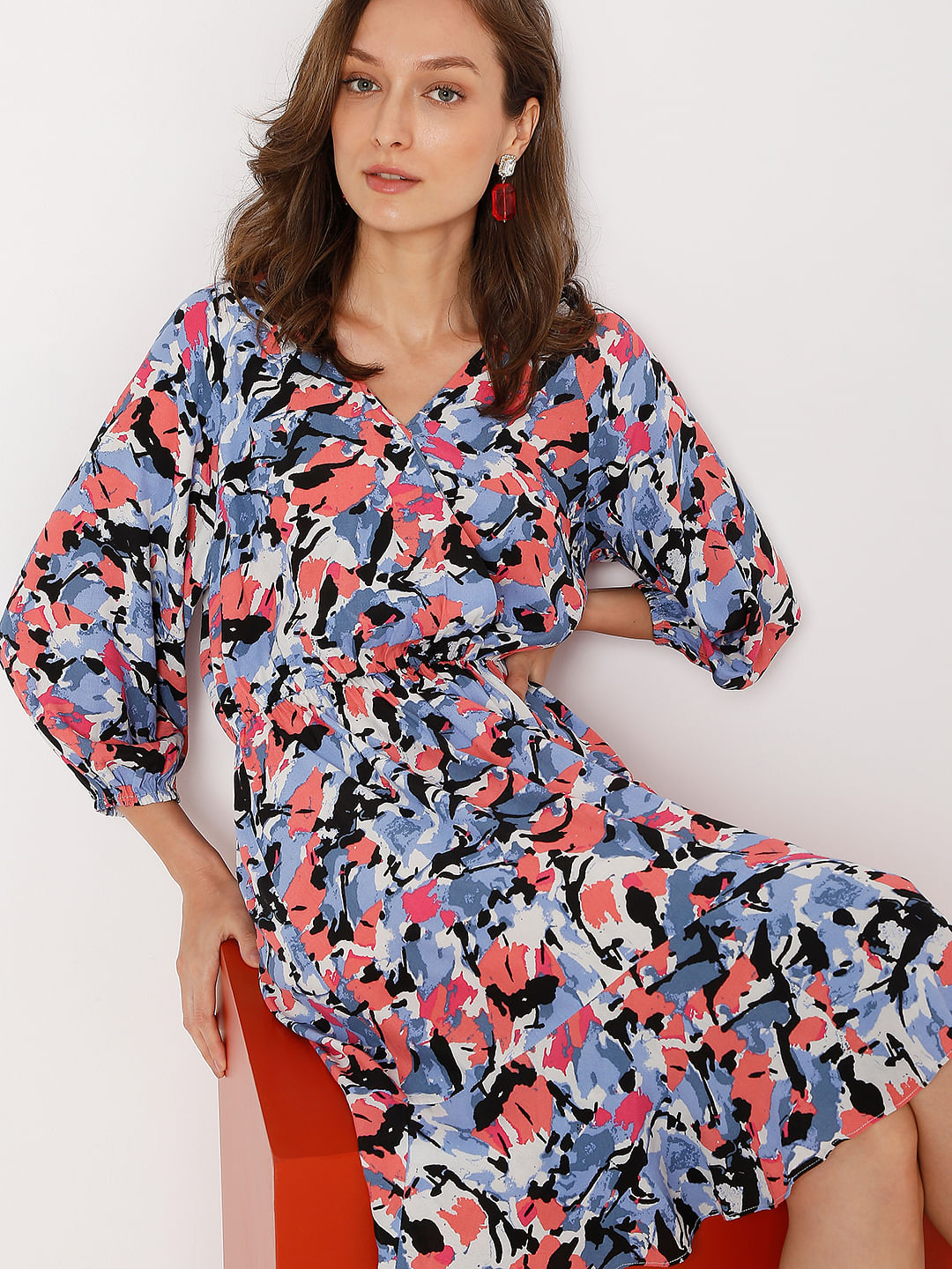 Multi-Colour Wrap Dress