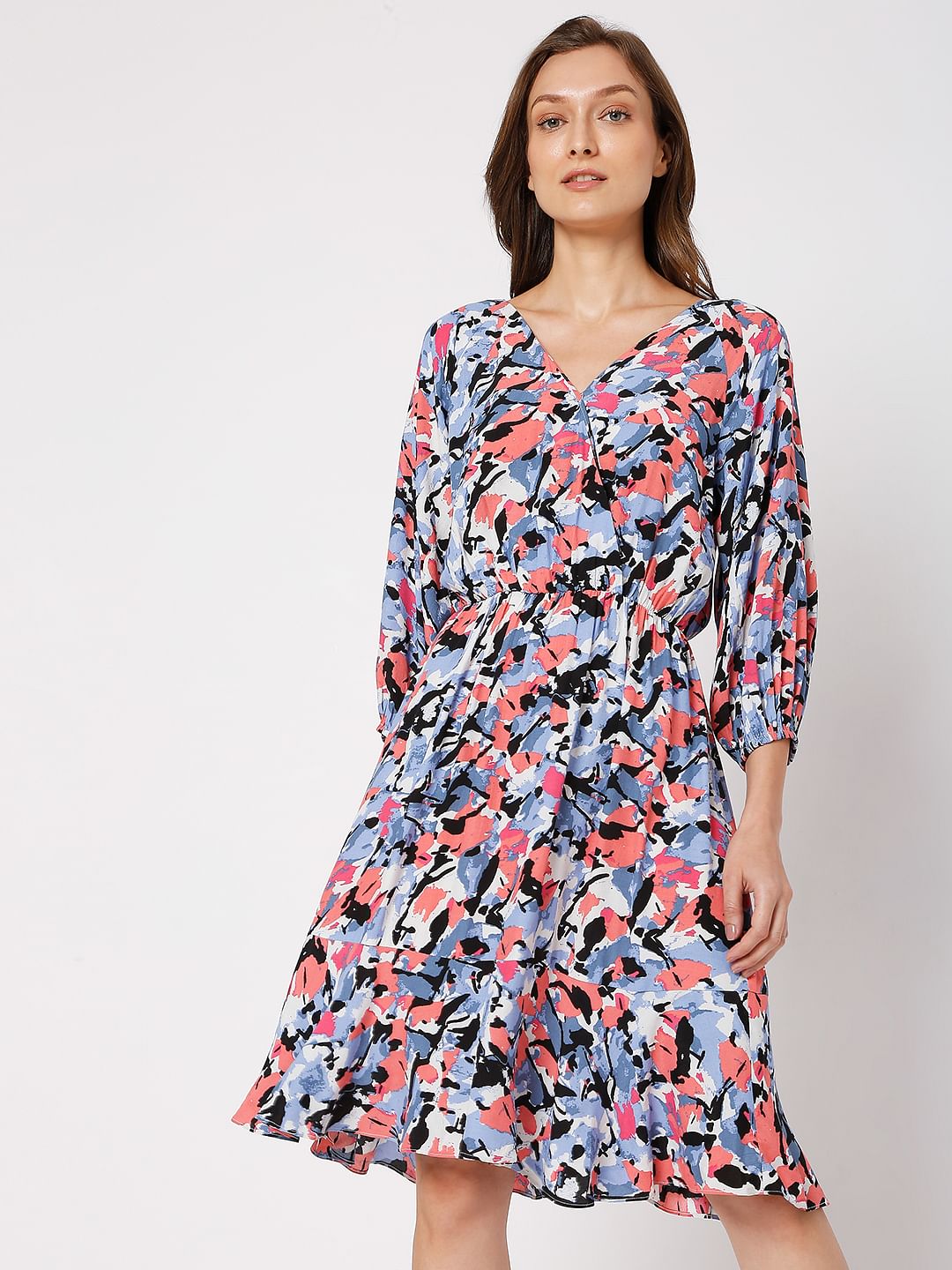Multi-Colour Wrap Dress