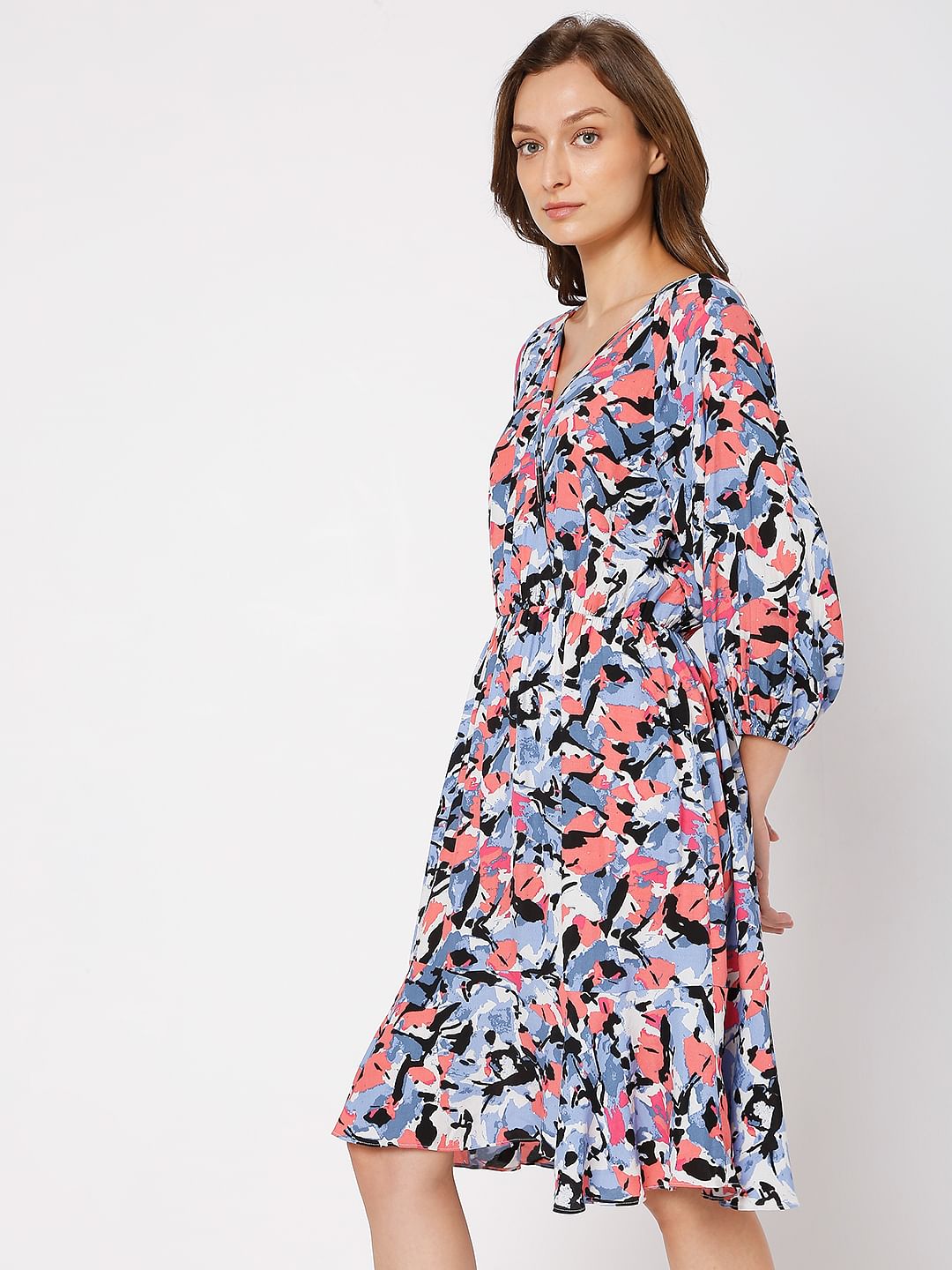 Multi-Colour Wrap Dress