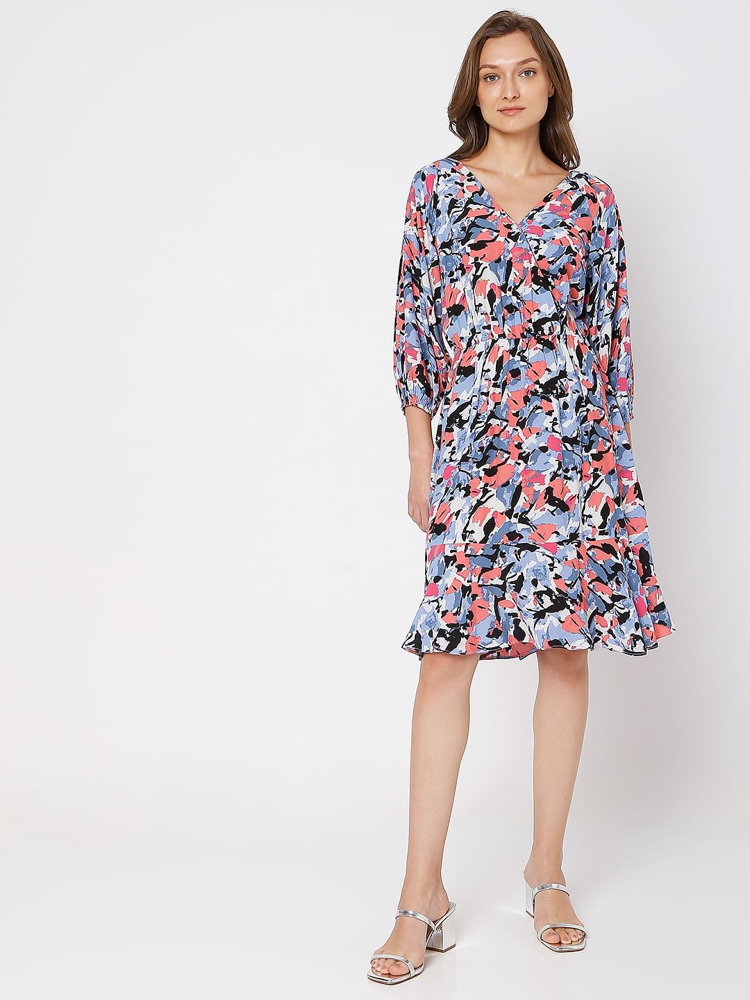 Multi-Colour Wrap Dress