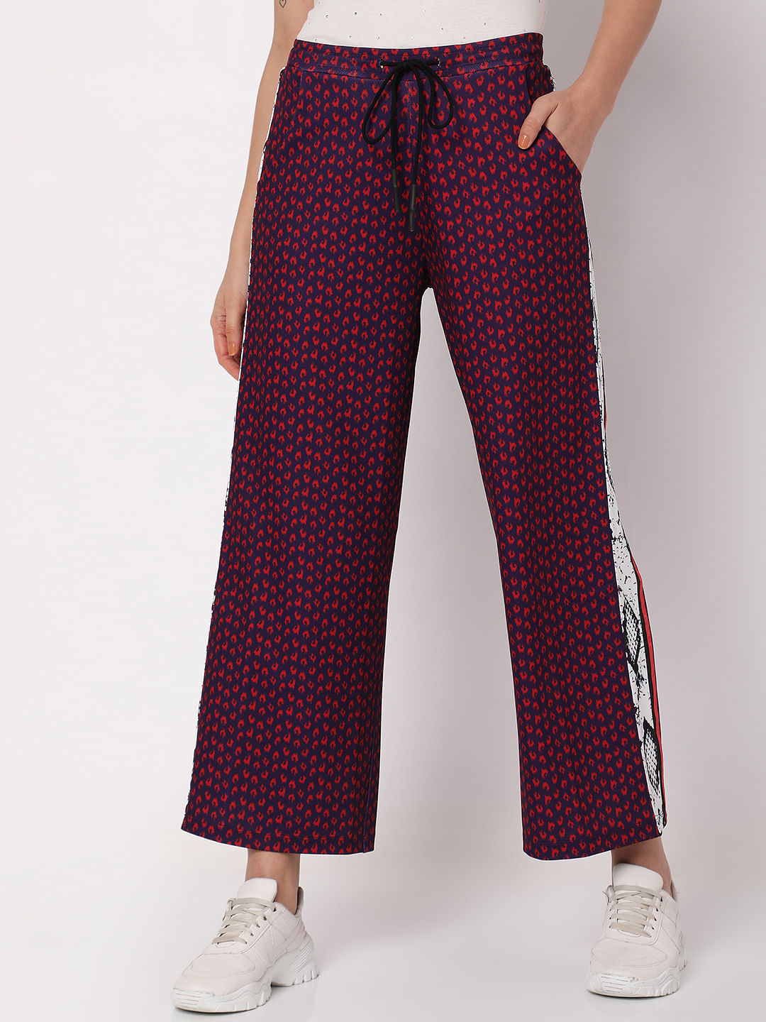 Purple Printed Wide Leg Co-Ord Set Sweatpants