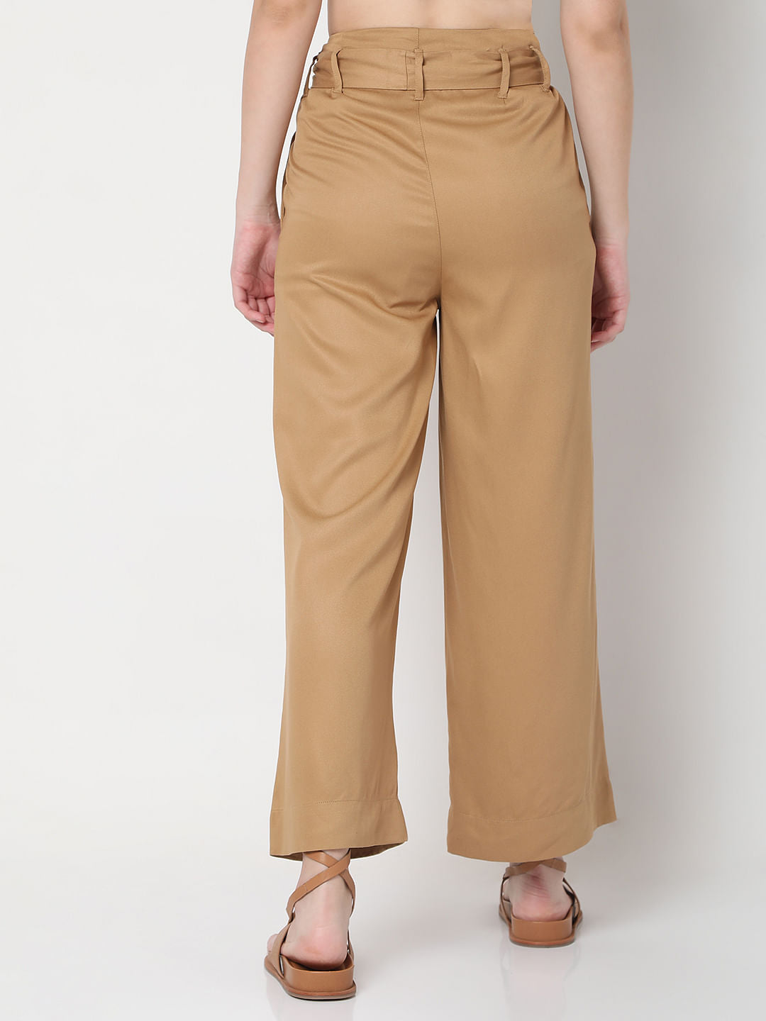 Brown High Rise Wide Leg Pants