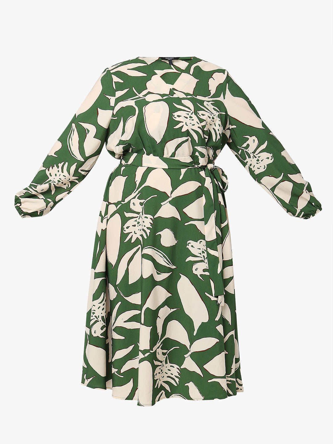 Curve Green Printed Midi Dress