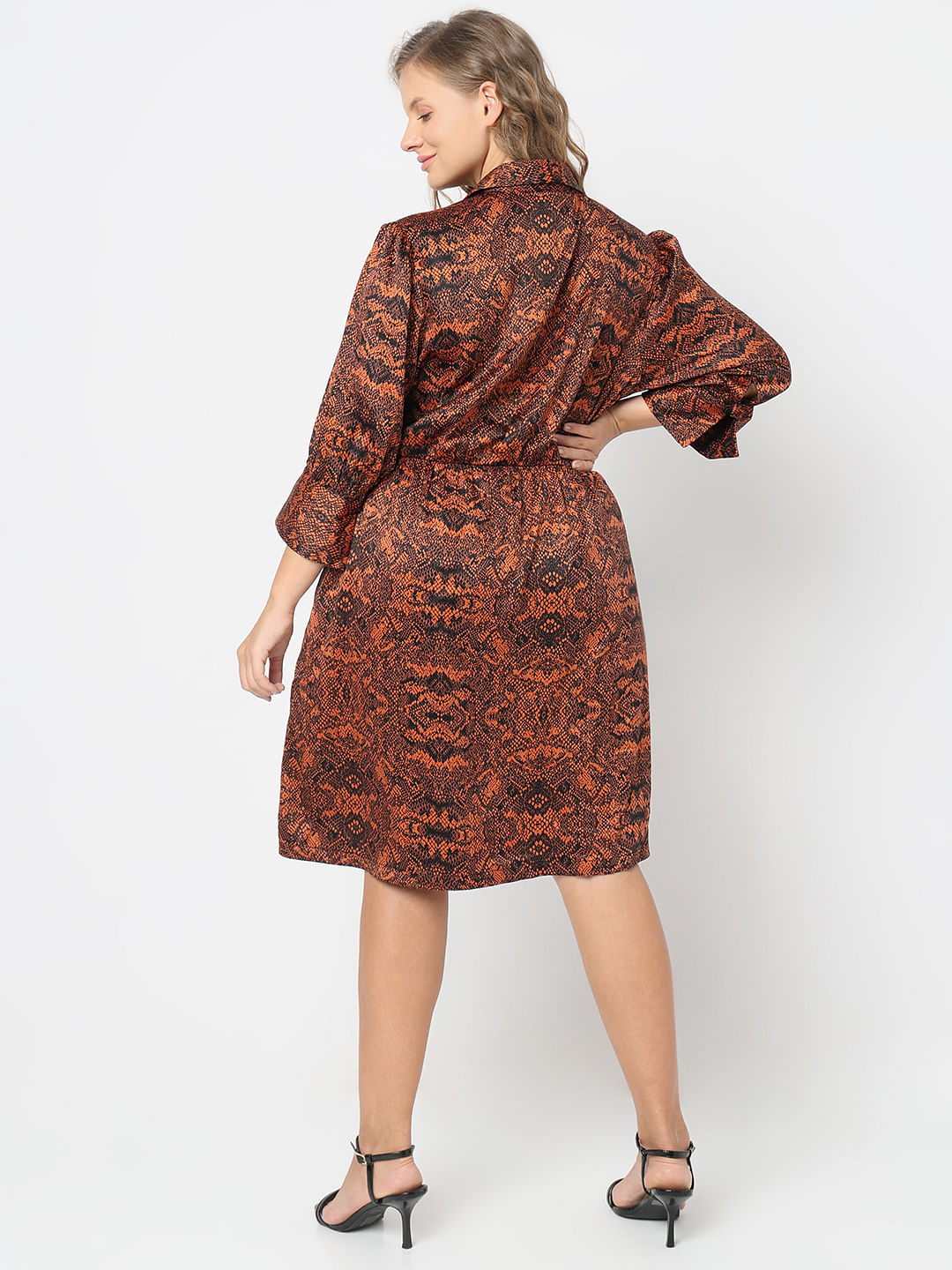 Curve Brown Animal Print Wrap Dress