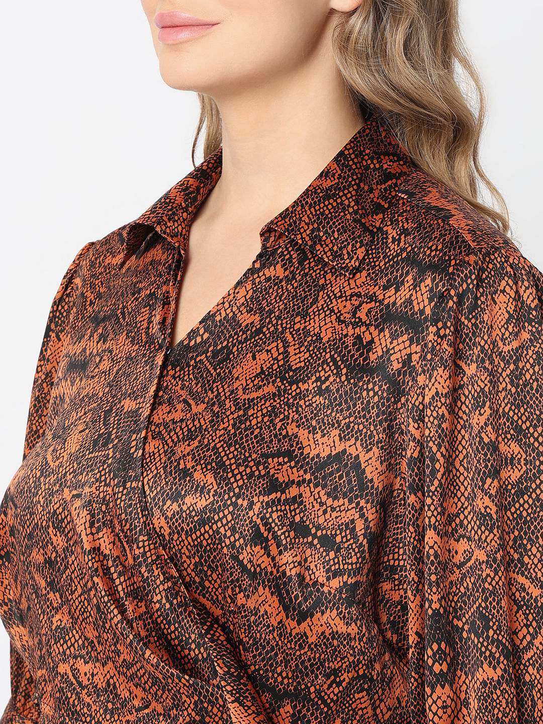 Curve Brown Animal Print Wrap Dress