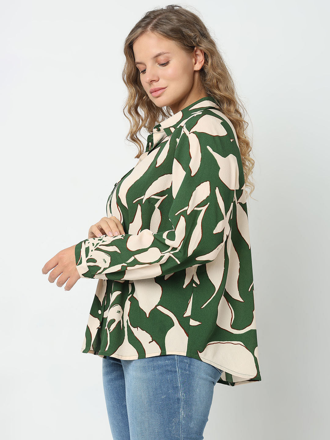 Curve Green Printed Shirt