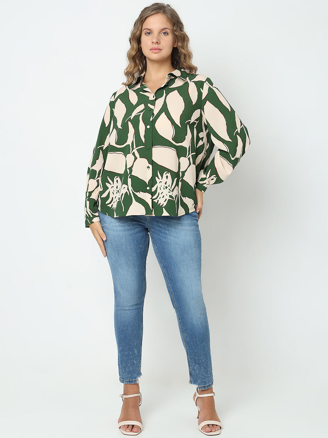 Curve Green Printed Shirt