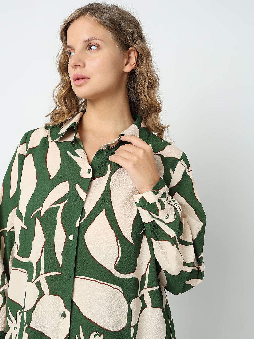 Curve Green Printed Shirt