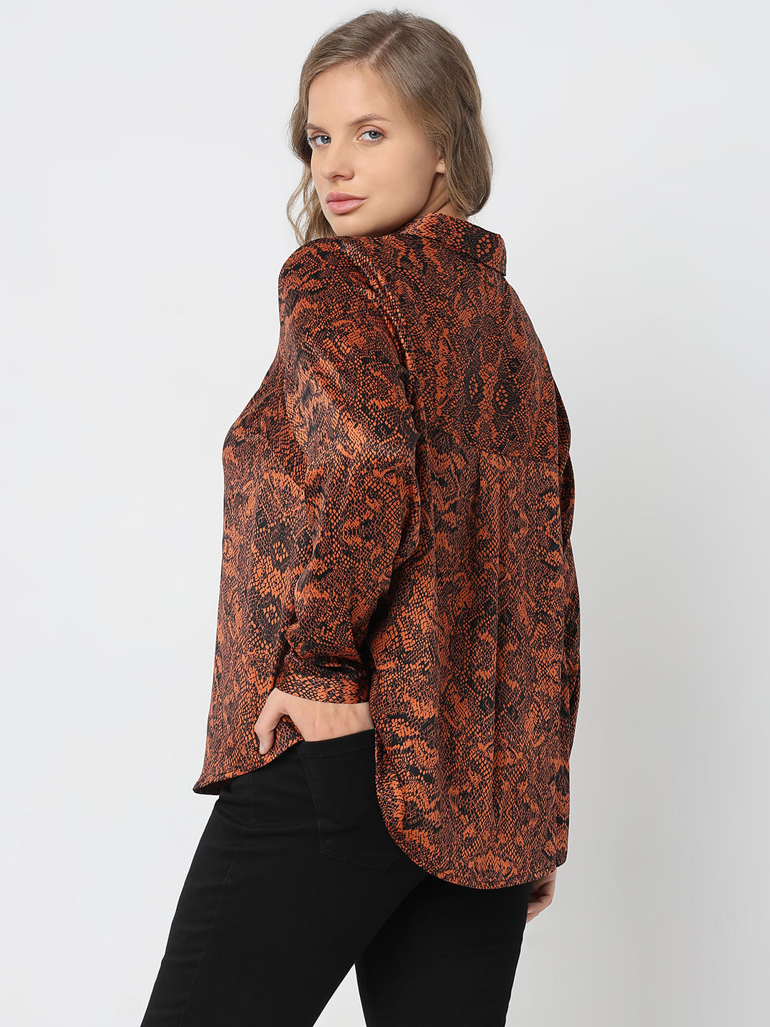 Curve Brown Animal Print Shirt
