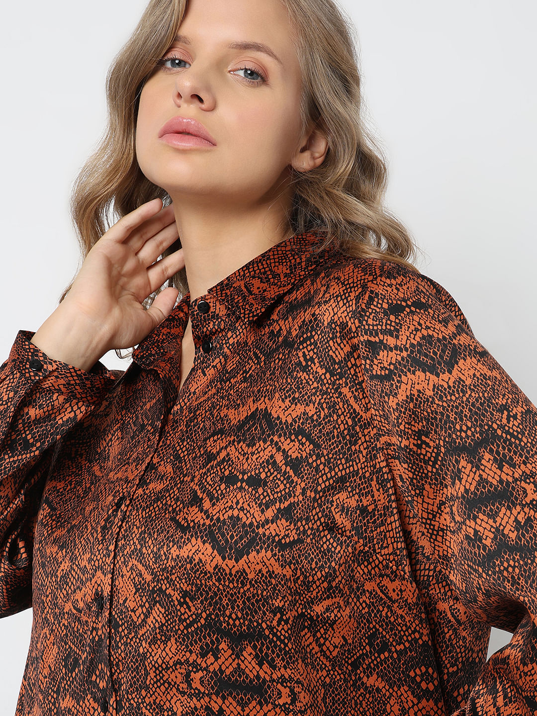 Curve Brown Animal Print Shirt