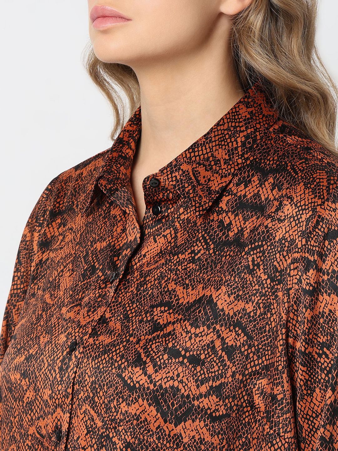 Curve Brown Animal Print Shirt