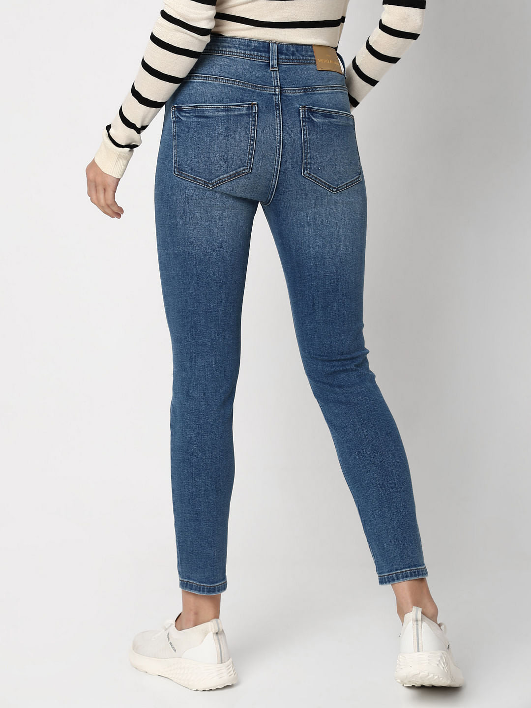Blue Mid Rise Distressed Wendy Skinny Jeans