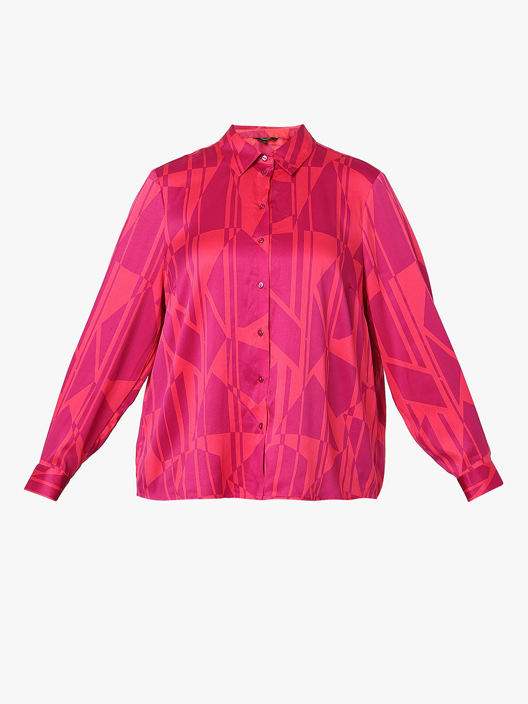 Curve Pink Geometric Print Shirt