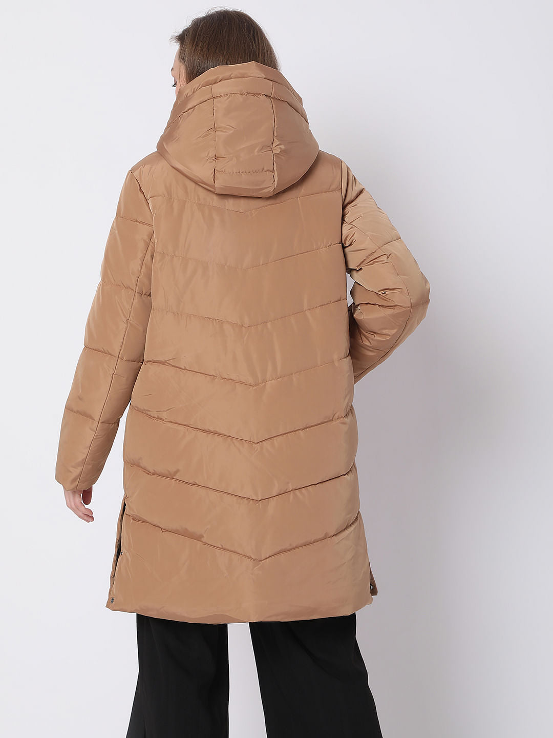 Light Brown Hooded Puffer Coat