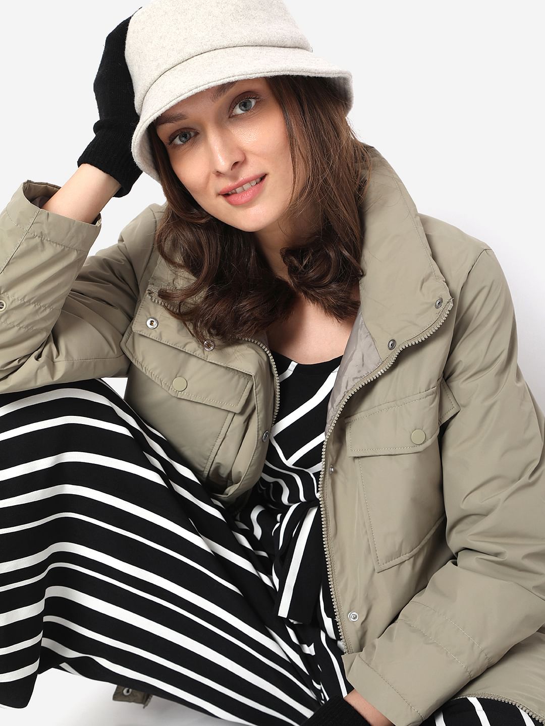 Grey High Neck Jacket