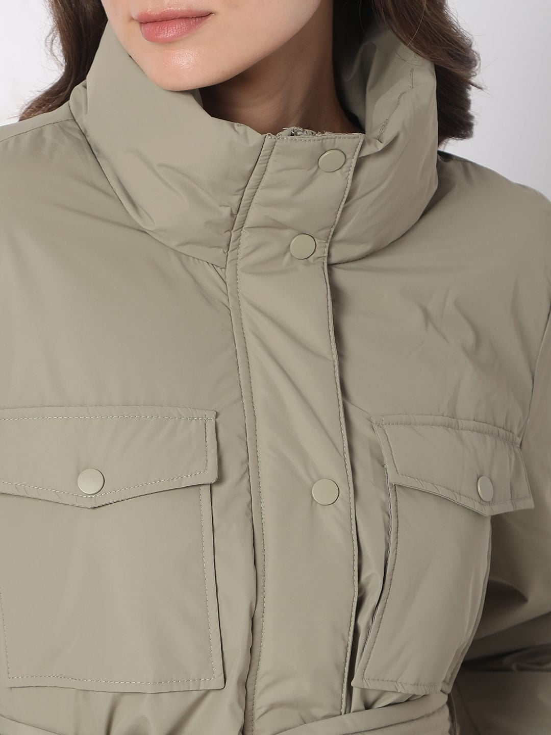 Grey High Neck Jacket