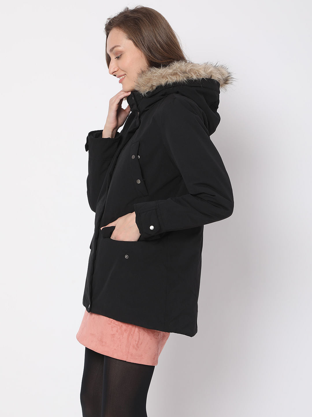 Black Hooded Parka Jacket