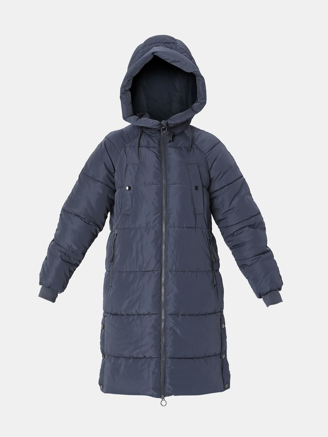 Navy Blue Hooded Puffer Jacket